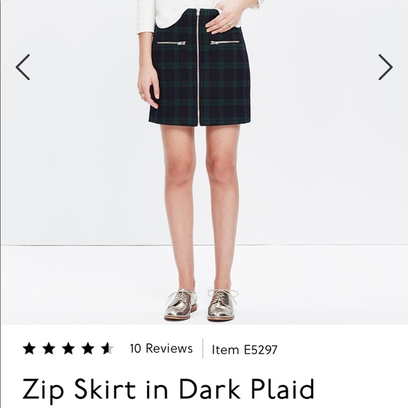 MADEWELL plaid felt skirt with zipper, size 2 - Picture 1 of 5